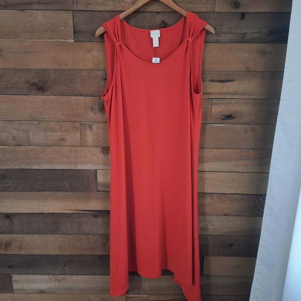 Chico's Sleeveless Midi Dress in Brick Orange